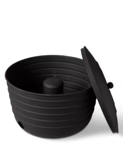 Matte Black Ribbed Hose Pot With Lid -Garden Care Store 8611991 5868 tif