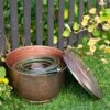Hammered Copper Hose Pot With Lid -Garden Care Store 8613311 0102 hammered copper hose pot with lid